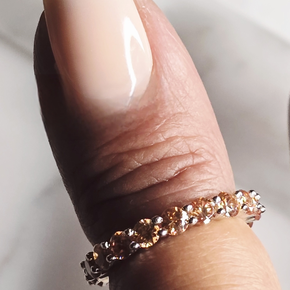 Morganite Infinity Band Solid  Sterling Size 6